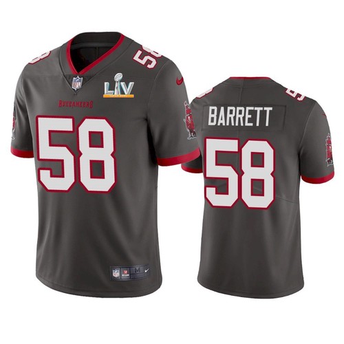 Men's Tampa Bay Buccaneers #58 Shaquil Barrett Grey NFL 2021 Super Bowl LV Limited Stitched Jersey